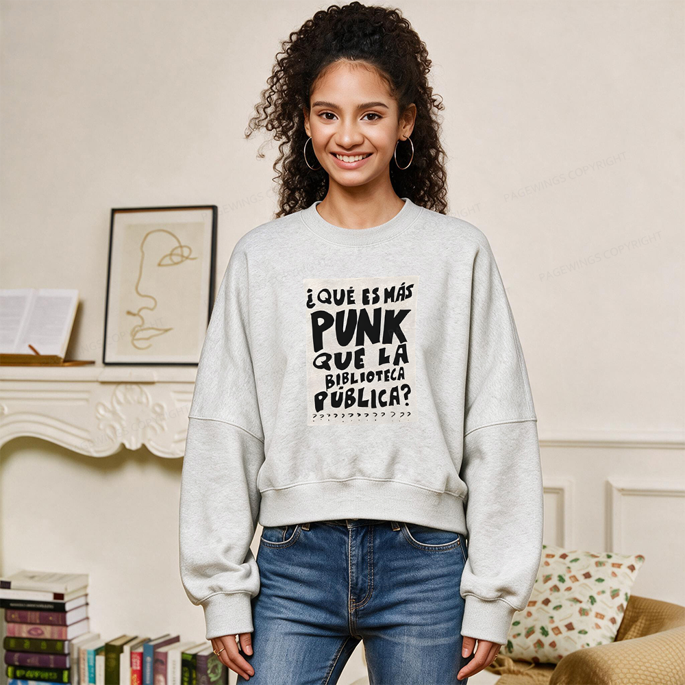 Pagewings What's More Punk Than The Public Library Fleece Crop Sweatshirt