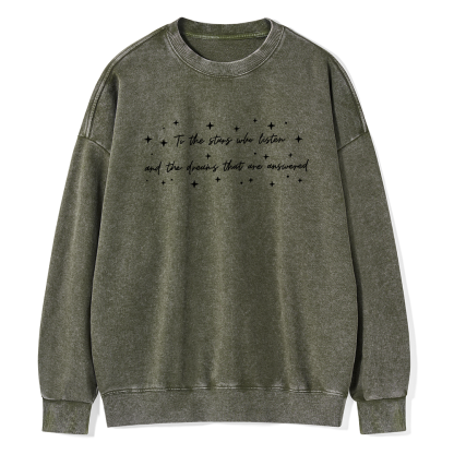Pagewings To the Stars Who Listen Unisex Washed Sweatshirt