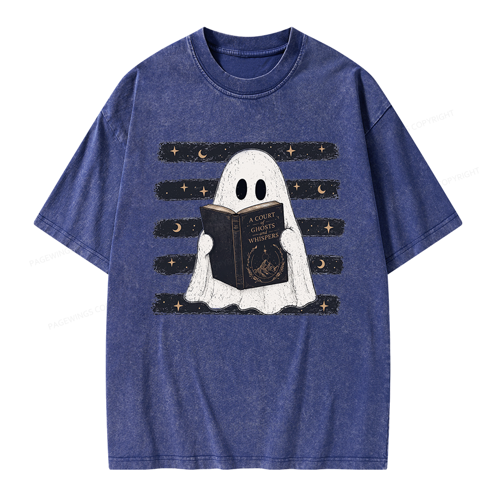 Pagewings A Court of Ghosts and Whispers Unisex Washed T-shirt