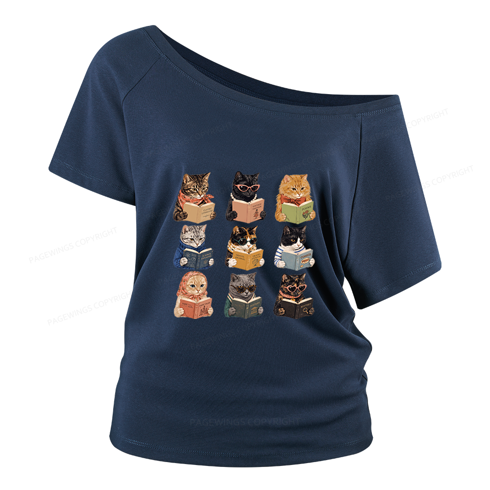 Pagewings Fashion Book Lover Women Off Shoulder T-shirts