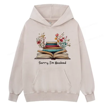 Pagewings Sorry I'm Booked Unisex Washed Hoodie