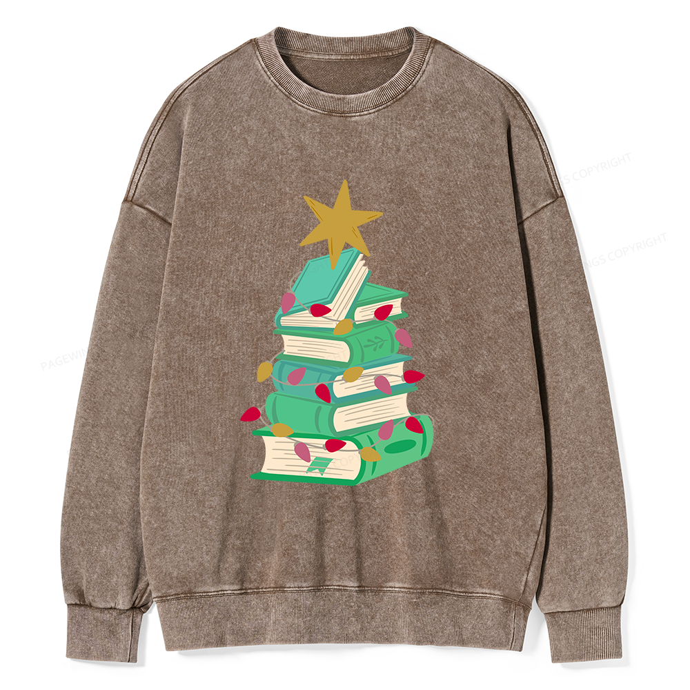 Pagewings Bookish Christmas Unisex Washed Sweatshirt
