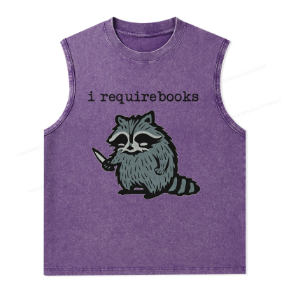 Pagewings I Require Books Unisex Washed Tank Top