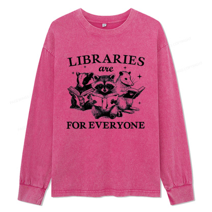 Pagewings Libraries Are For Everyone Unisex Washed Long Sleeve T-shirt