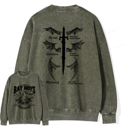 Pagewings Bat Boys Unisex Washed Sweatshirt