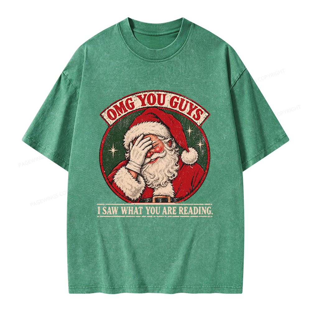 Pagewings Christmas OMG Guys Saw What Reading Unisex Washed T-shirt