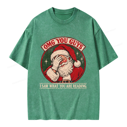 Pagewings Christmas OMG Guys Saw What Reading Unisex Washed T-shirt