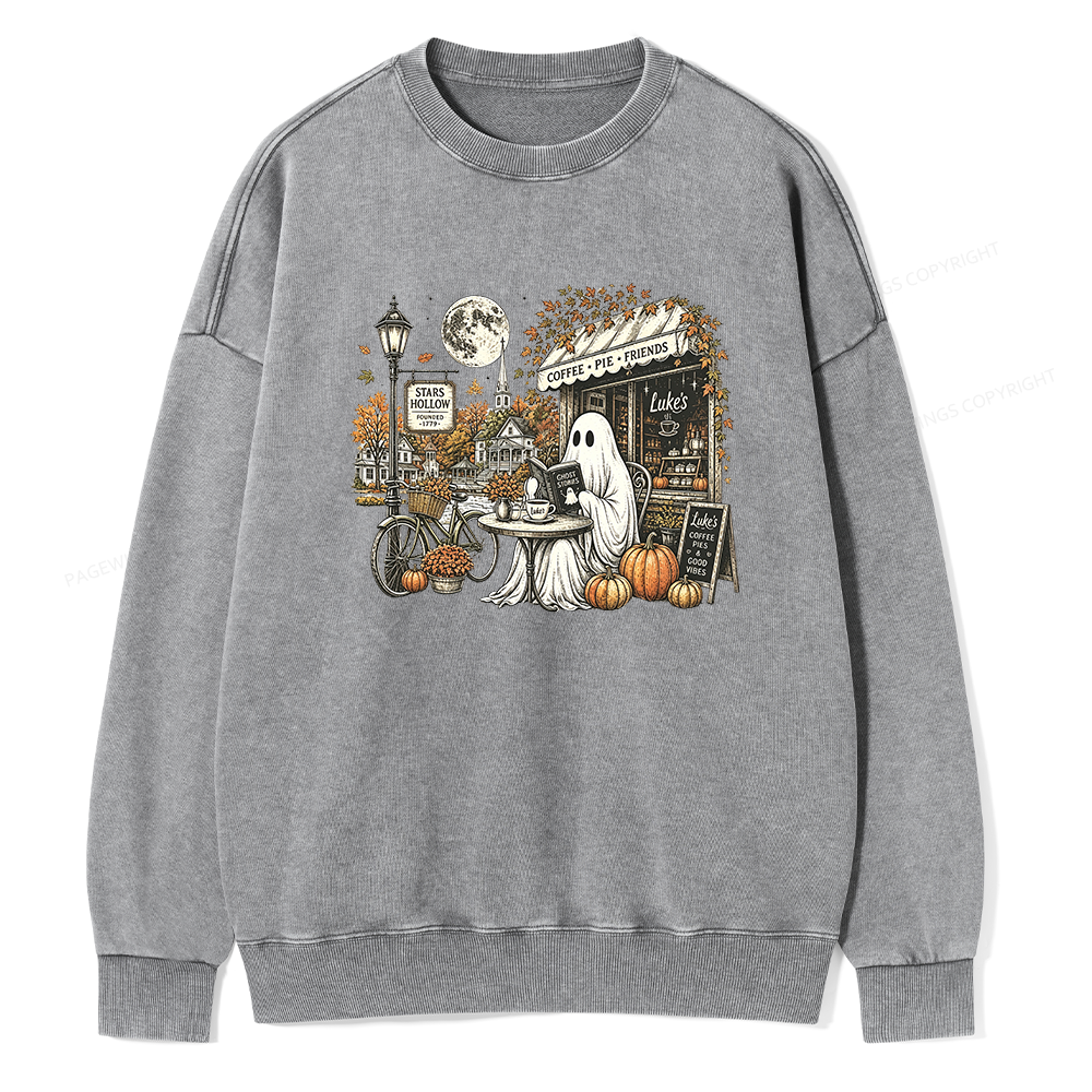 Pagewings Stars Hollow Ghost Unisex Washed Sweatshirt