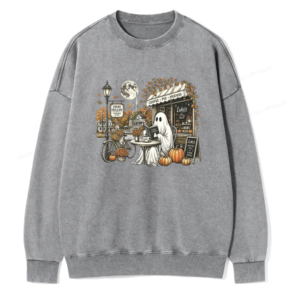 Pagewings Stars Hollow Ghost Unisex Washed Sweatshirt
