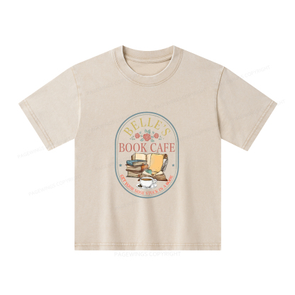 Pagewings Belles Book Cafe Unisex Kids Washed T-shirt