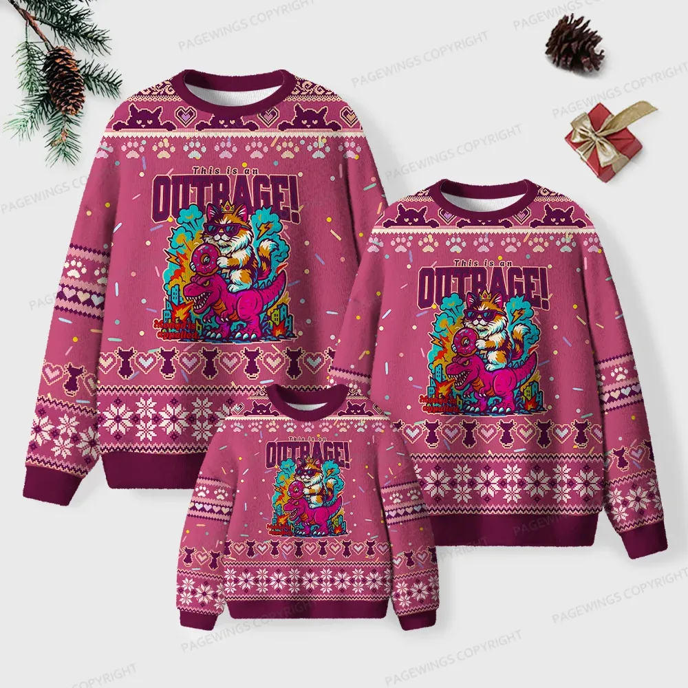 Pagewings This Is An Outrage Unisex Ugly Knit Sweatshirt