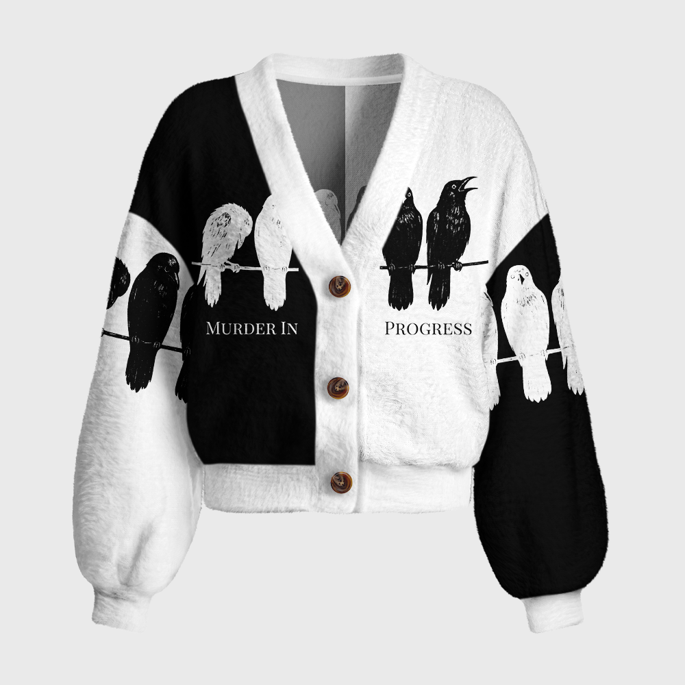 Pagewings Reading Crow Women's Cardigan Sweater