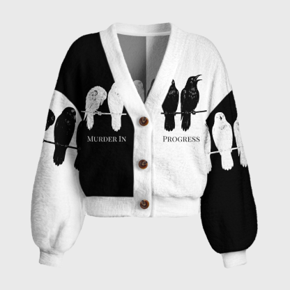 Pagewings Reading Crow Women's Cardigan Sweater