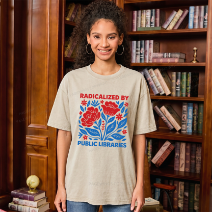 Pagewings Radicalized By Public Libraries Unisex Washed T-shirt