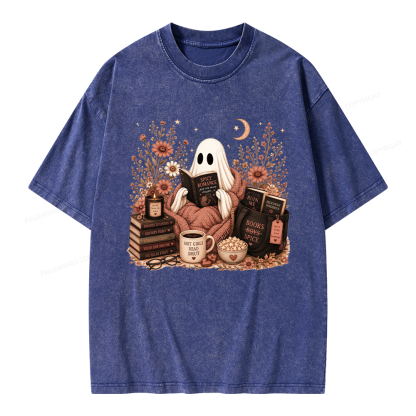 Pagewings Smut Reading Ghost Unisex Washed T-shirt