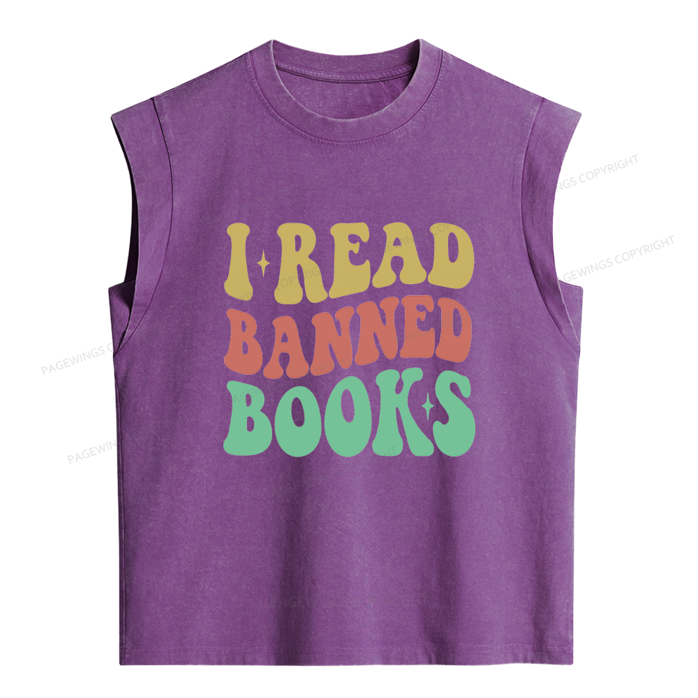 Pagewings I Read Banned Books Women's Washed Tank Top