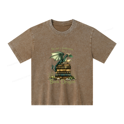 Pagewings Book Dragon Unisex Kids Washed T-shirt