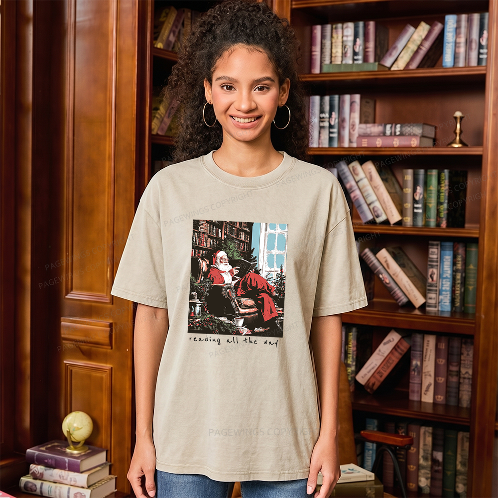 Pagewings Bookish Christmas Unisex Washed T-shirt