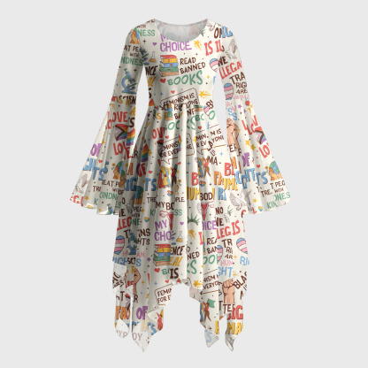 Pagewings Big Fan Of Human Rights Bell Sleeve Dress