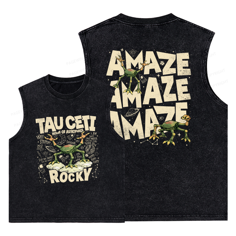 Pagewings Rocky Tau Ceti Home of Astrophage Unisex Washed Tank Top