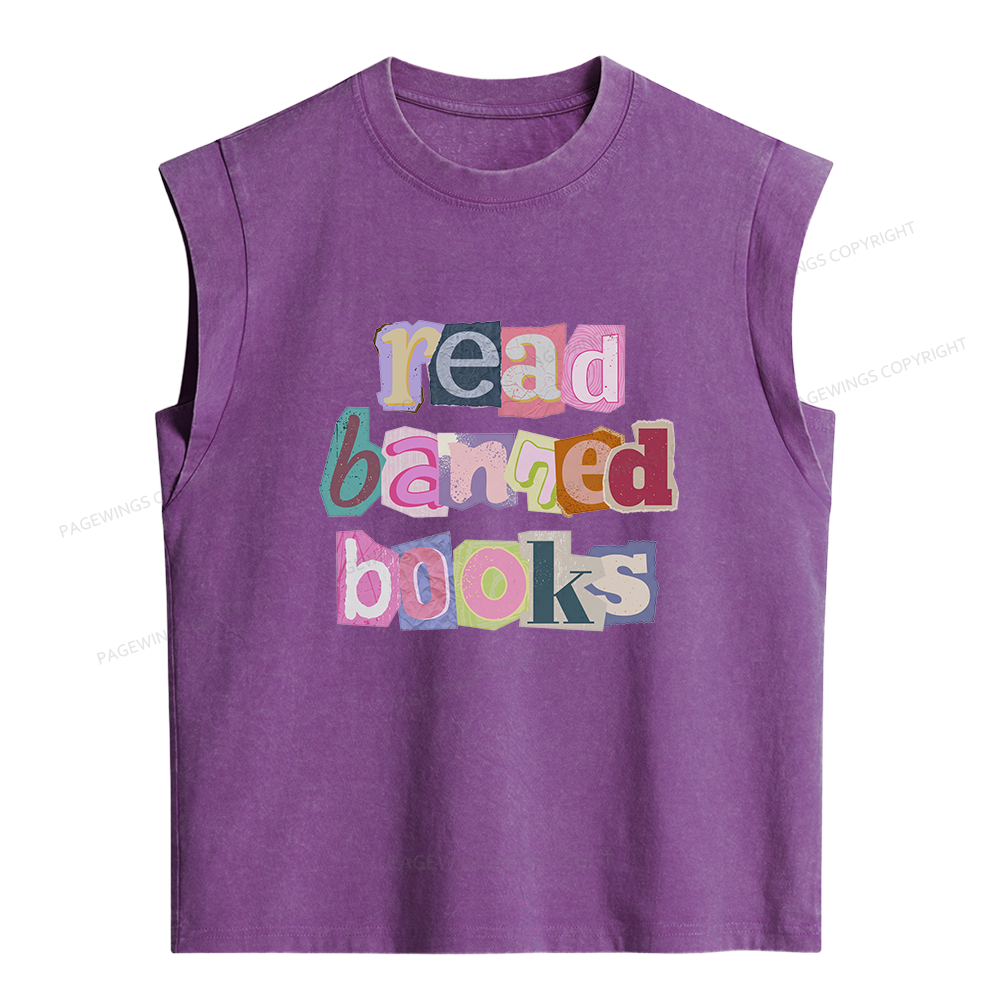 Pagewings Read Banned Books Women's Washed Tank Top