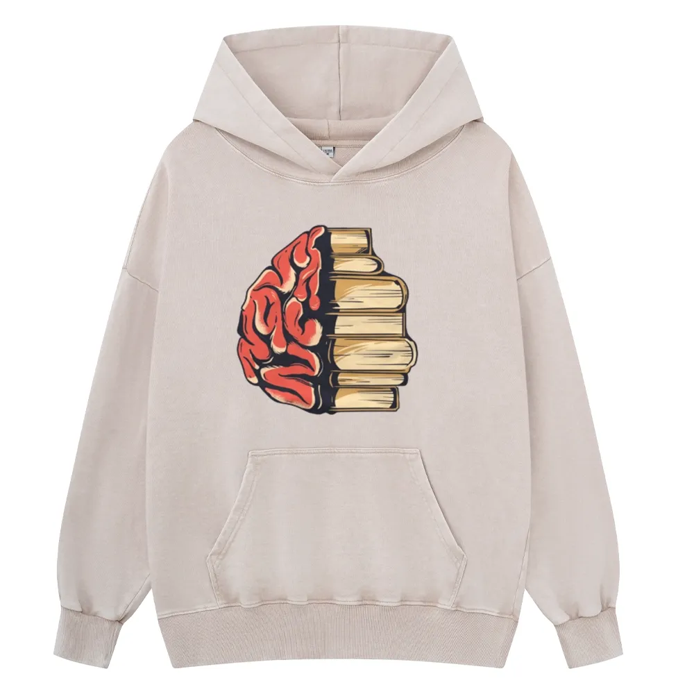 Pagewings Book is Brain Unisex Washed Hoodie
