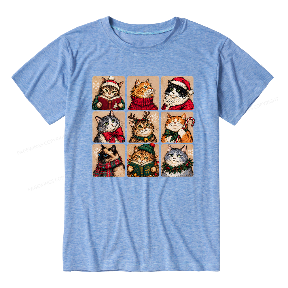 Pagewings Christmas Cats Unisex Heather T-Shirt