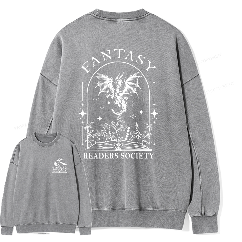 Pagewings Fantasy Reader Society Unisex Washed Sweatshirt