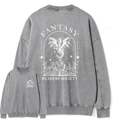 Pagewings Fantasy Reader Society Unisex Washed Sweatshirt