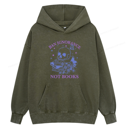 Pagewings Ban Lgnorance Not Books Unisex Washed Hoodie