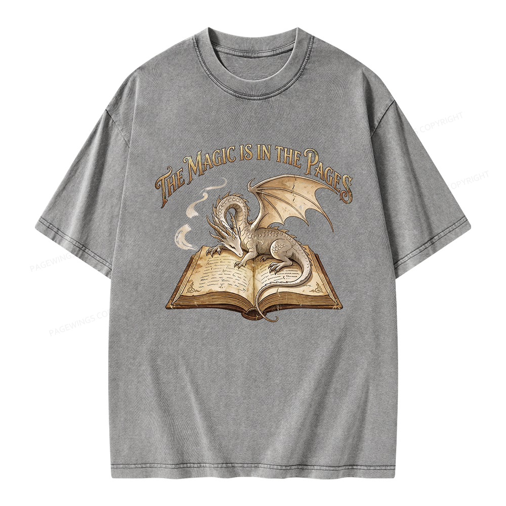 Pagewings The Magic Is In The Pages Unisex Washed T-shirt
