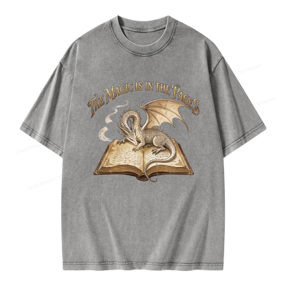 Pagewings The Magic Is In The Pages Unisex Washed T-shirt