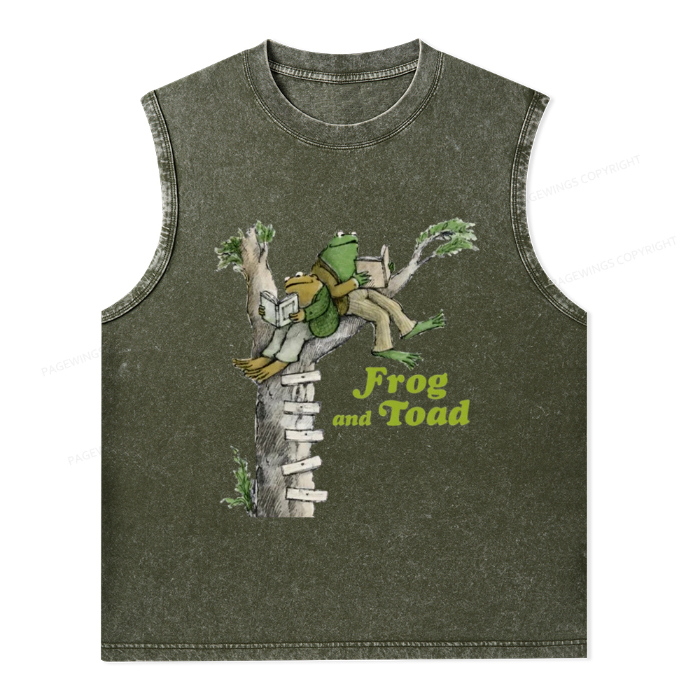 Pagewings Frog and Toad Old Book Unisex Washed Tank Top