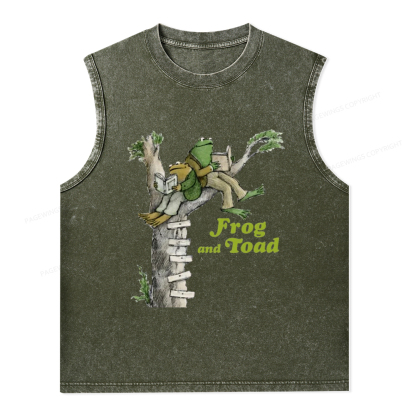Pagewings Frog and Toad Old Book Unisex Washed Tank Top