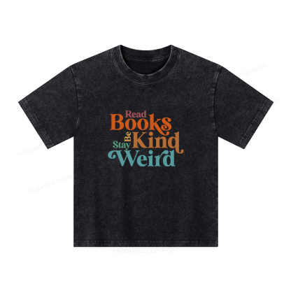Pagewings Read Books Be Kind Stay Weird Unisex Kids Washed T-shirt
