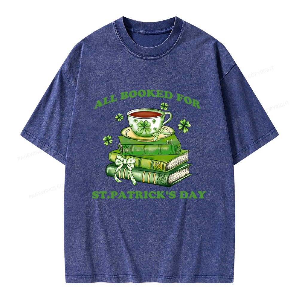 Pagewings All Booked For St. Patrick's Day Unisex Washed T-shirt