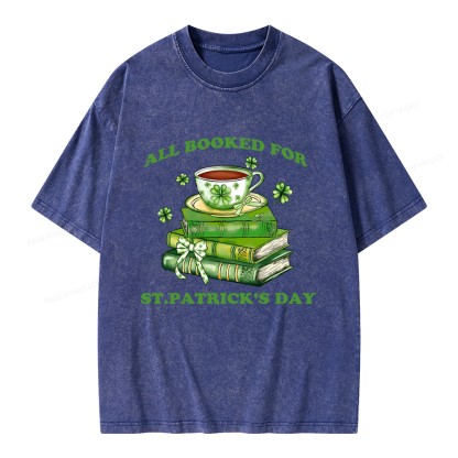 Pagewings All Booked For St. Patrick's Day Unisex Washed T-shirt