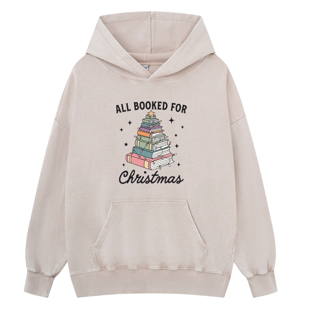 Pagewings All Booked For Christmas Unisex Washed Hoodie