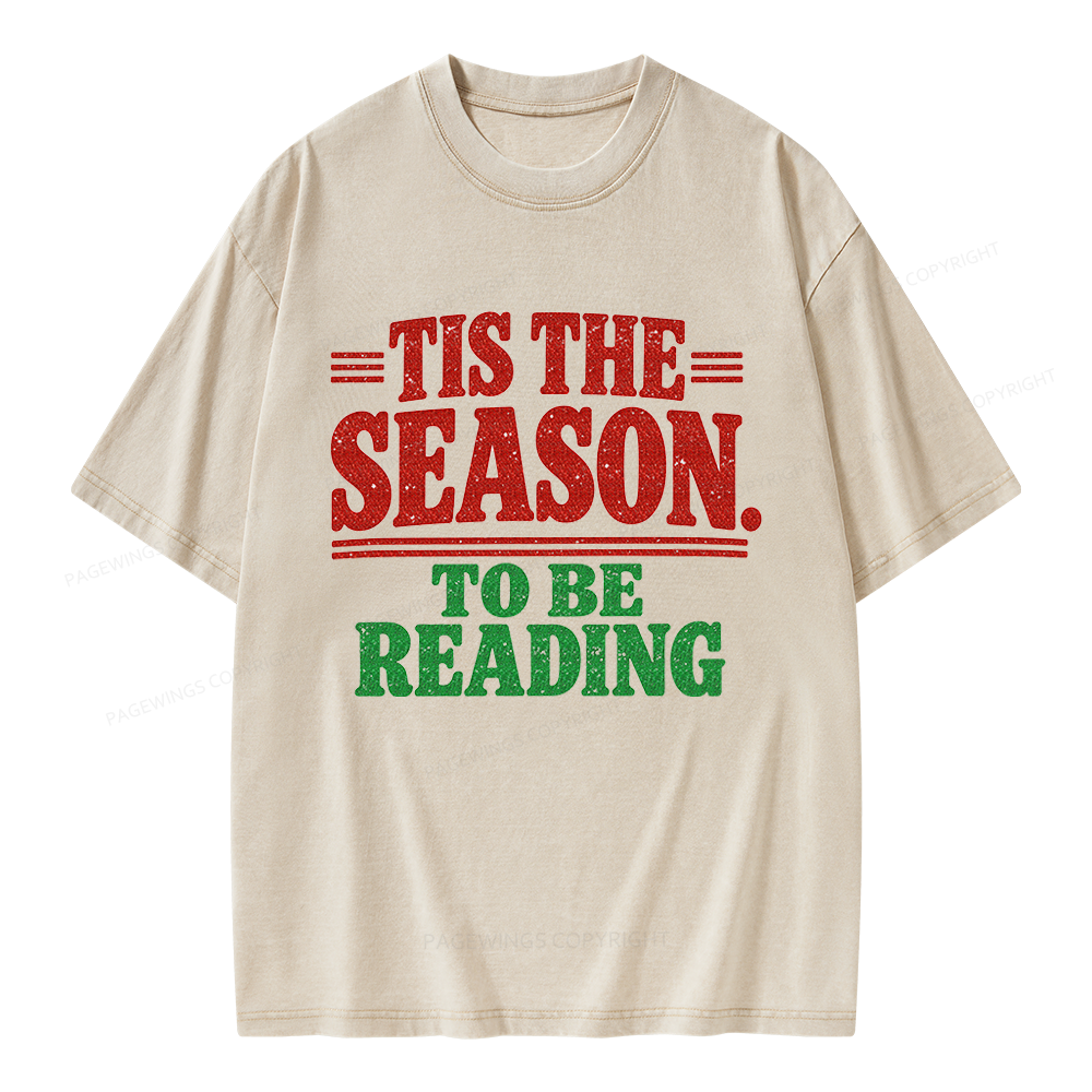 Pagewings Tis The Season to be Reading Unisex Washed T-shirt