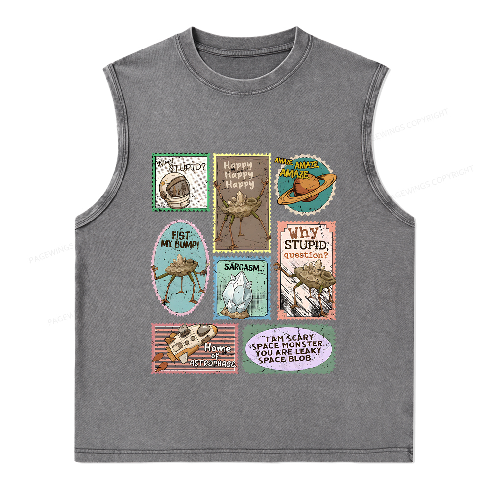 Pagewings Amaze Retro Sci-Fi Unisex Washed Tank Top