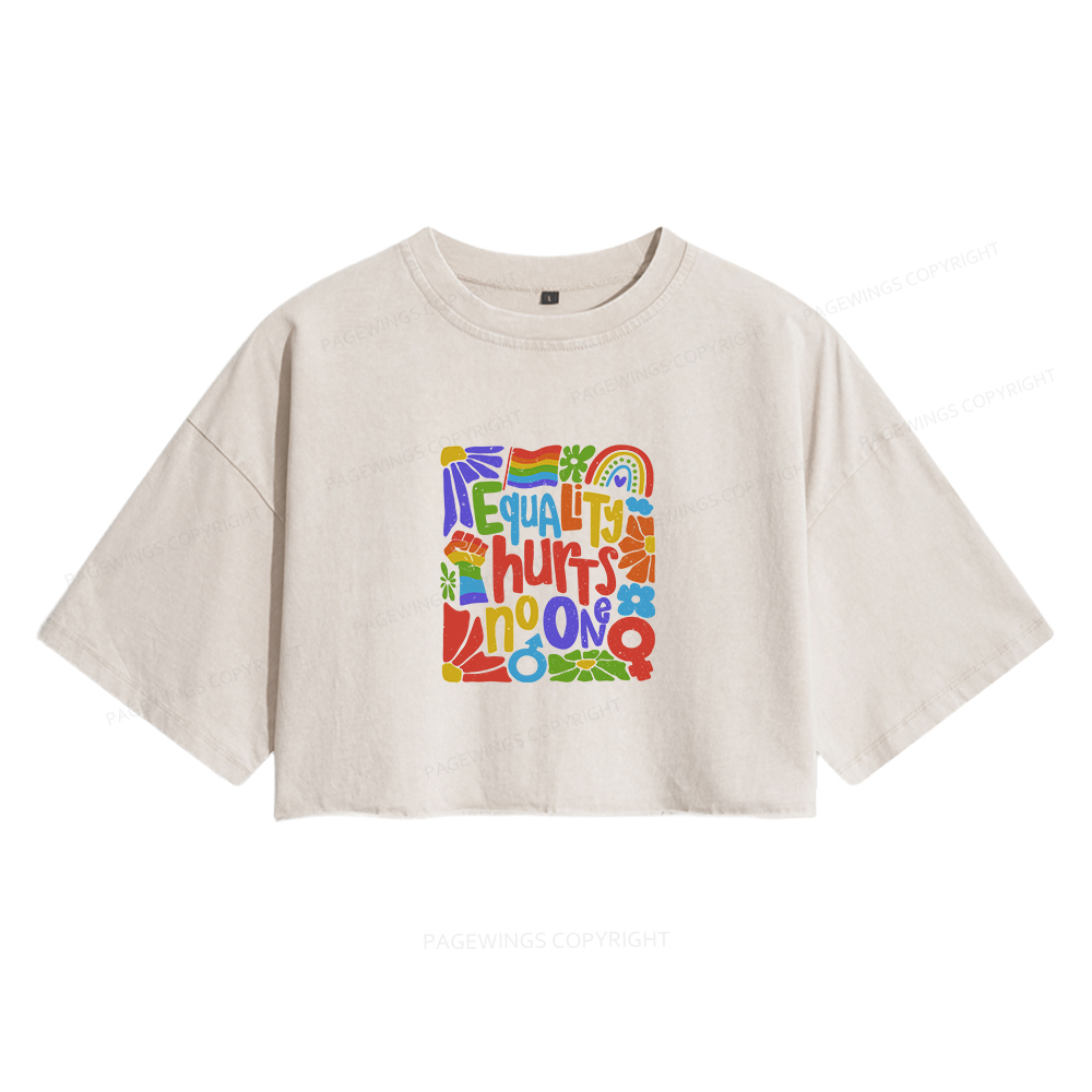 Pagewings Equality Hurts No One Women's Washed Cropped T-shirt