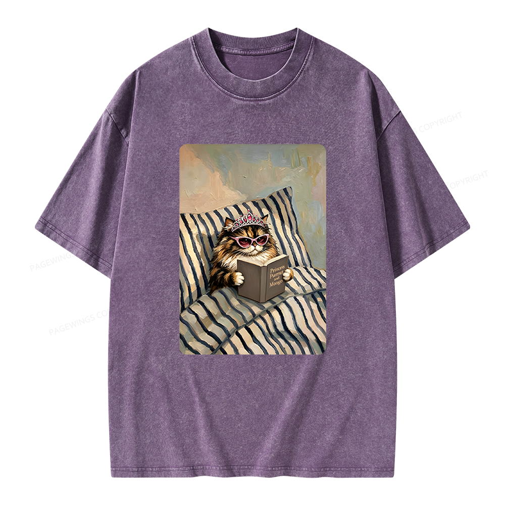 Pagewings Sci Fi Lover Reading Book in Bed Unisex Washed T-shirt