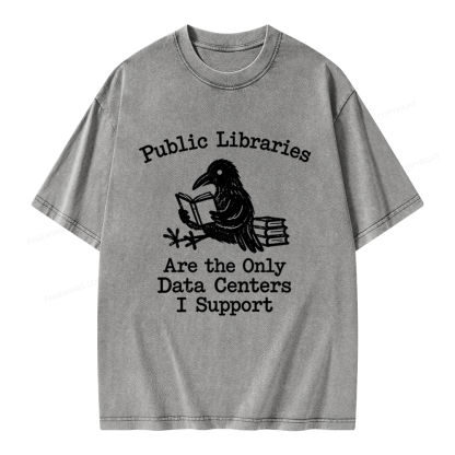 Pagewings Public Library Unisex Washed T-shirt