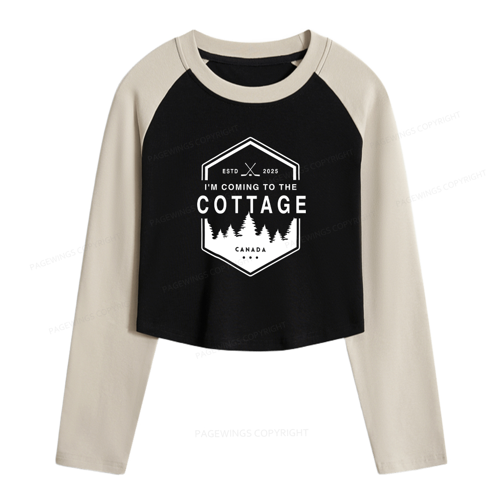Pagewings Coming To The Cottage Women Long Sleeve Crop Raglan T-shirt