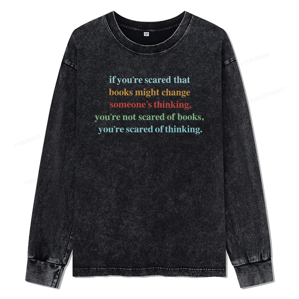 Pagewings Censorship Social Justice Shirt Booktrovert Unisex Washed Long Sleeve T-shirt
