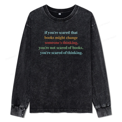 Pagewings Censorship Social Justice Shirt Booktrovert Unisex Washed Long Sleeve T-shirt