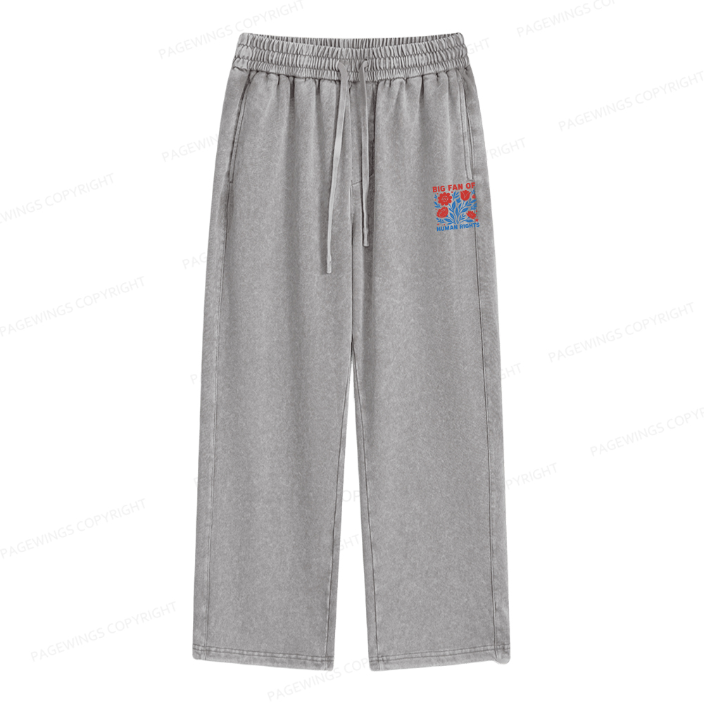 Pagewings Big Fan Of Human Rights Unisex Washed Sweatpants
