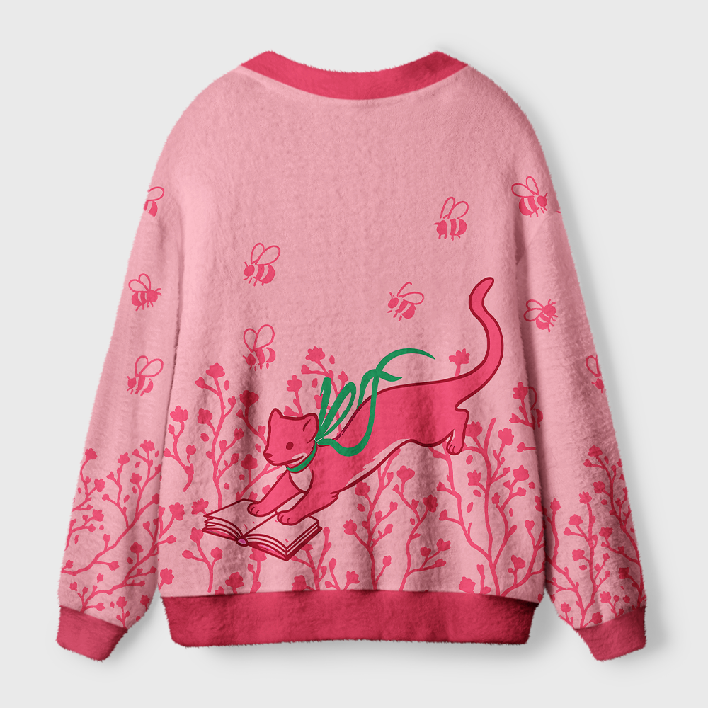 Pagewings Cat Book Lover Light Knit Unisex Cardigan Sweaters