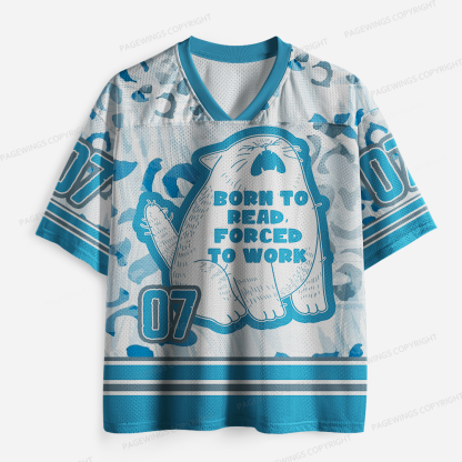 Pagewings Born To Read Forced To Work  Unisex Mesh Jersey