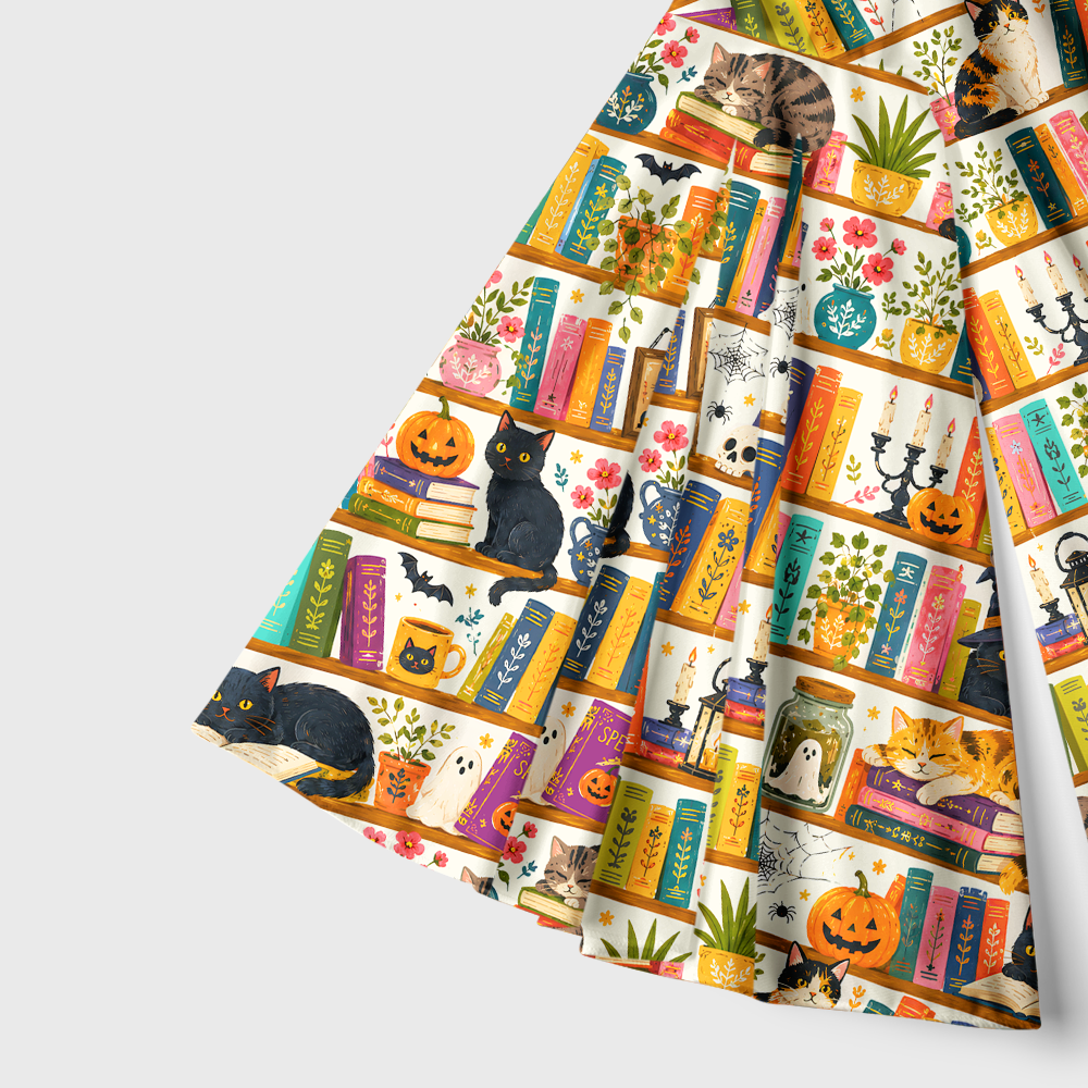 Pagewings Halloween Bookish Reading Bell Sleeve Dress